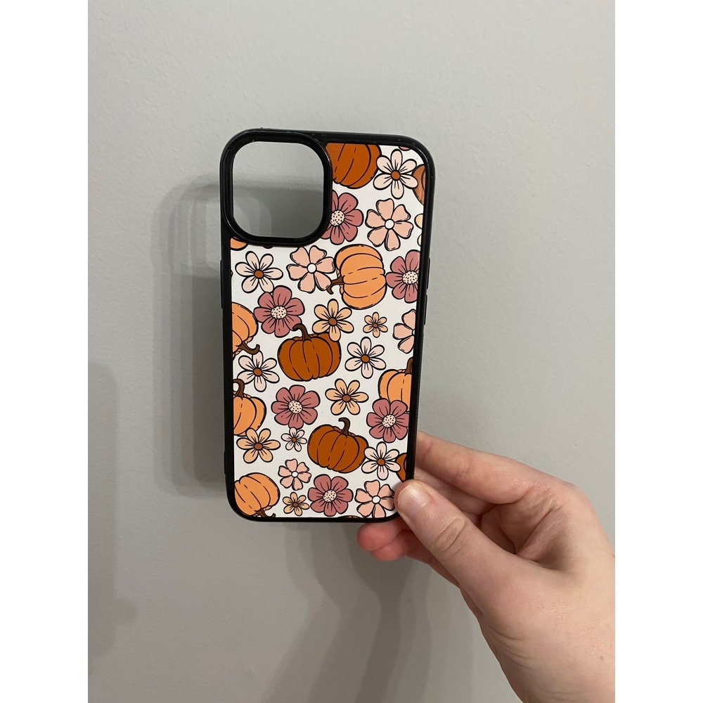 Pumpkin Floral Phone Case iPhone 14 Orange Pink Retro Fall Autumn Pattern